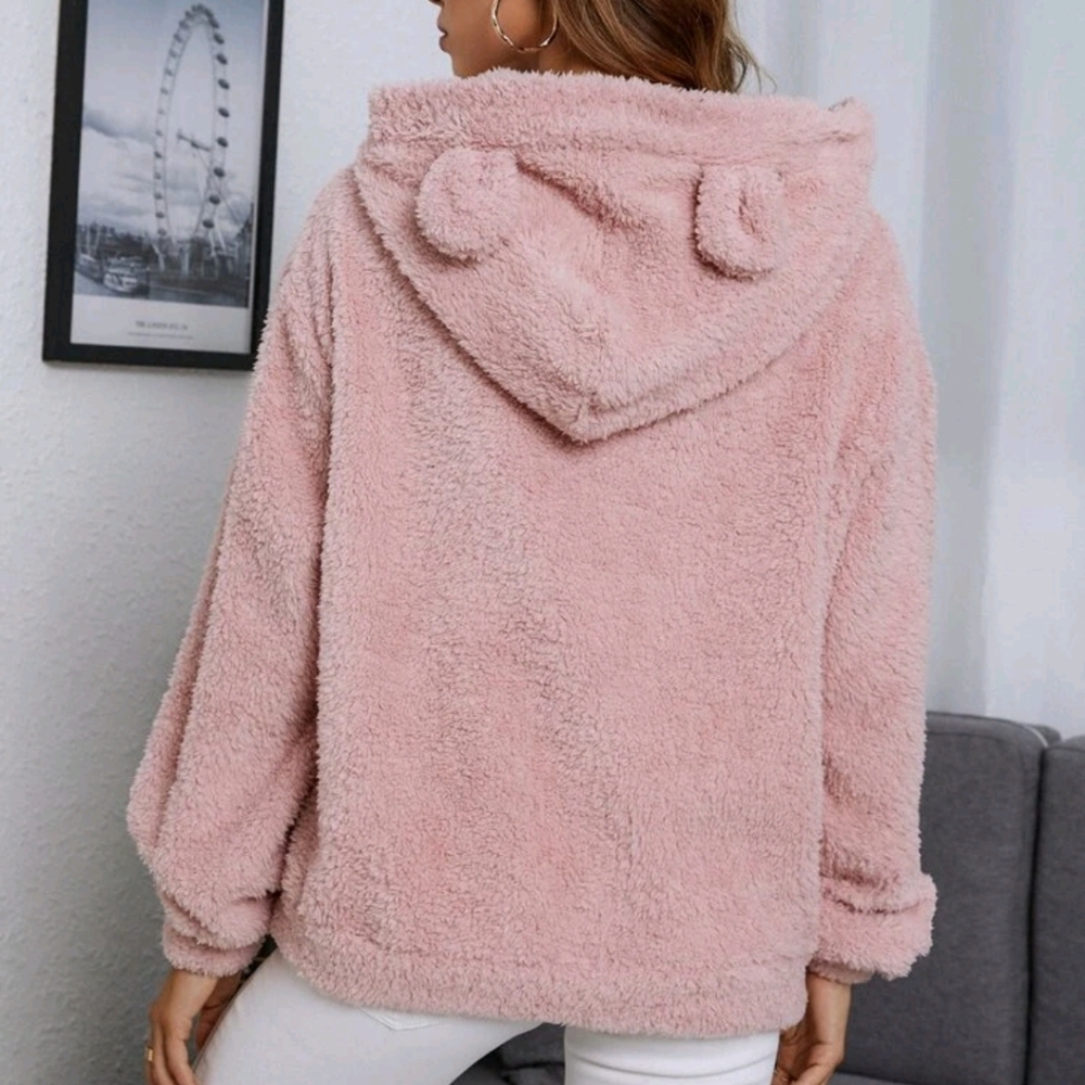SHEIN Shearling Hooded Sweater